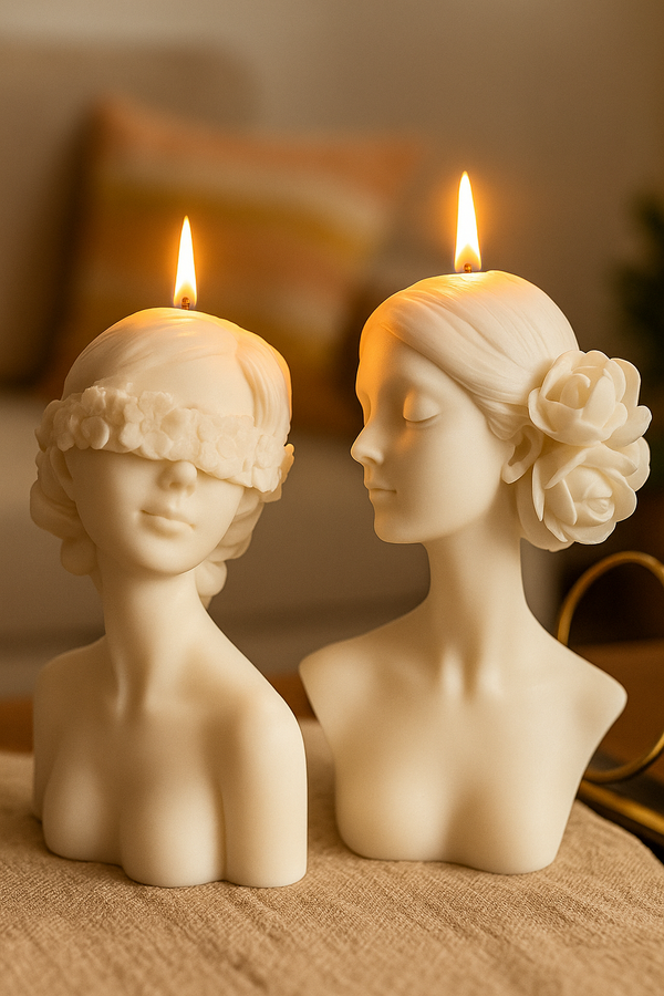 Elegant Sculpture Soy Wax Candle Set (Pack of 2) – Artistic Decorative Candles